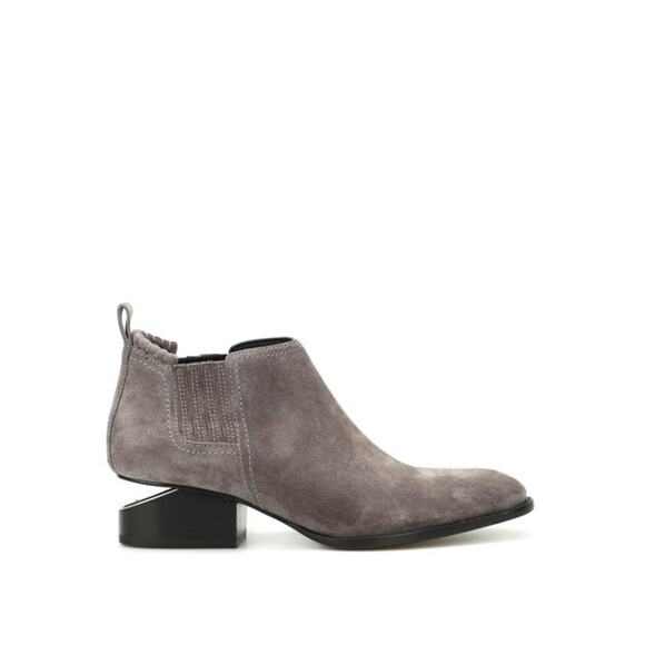 Alexander Wang Kori Tilt-Heel Suede Chelsea Booties - 37/7 - Mink